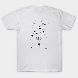 Leo Zodiac Sign Constellation (Black Print) T-Shirt